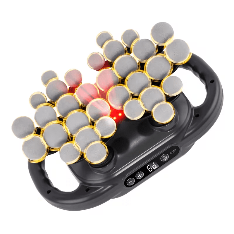 32-Head Deep Tissue Massage Gun with 9 Speeds Intensity adjustment, Handheld Electric Percussion Massager Quiet Rechargeable for Back Neck Muscle Pain Relief