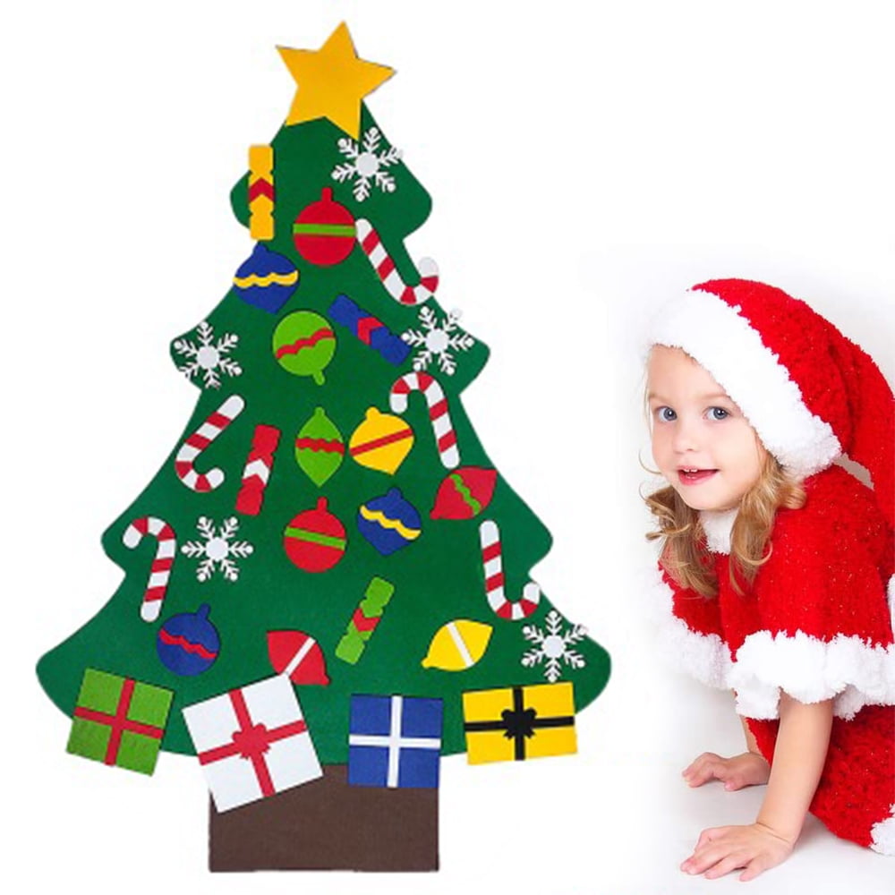 Child Kids DIY Felt Christmas Tree & Ornaments Year Xmas Gift Wall Hanging Decor 