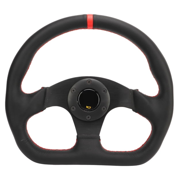 Volante tipo D para coche, marco negro, cuero, carrera deportiva, ajuste Universal, reemplazo de rueda a la deriva