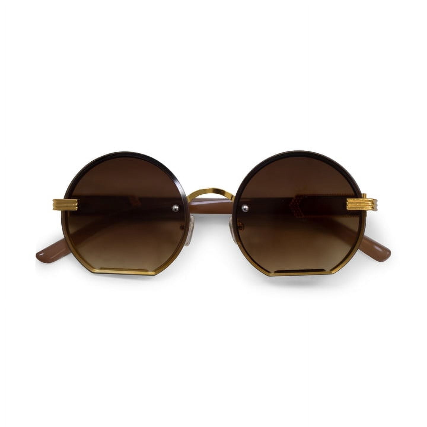 Brown Tint Rimless Y2k Women Rectangle Flame Metal Retro 