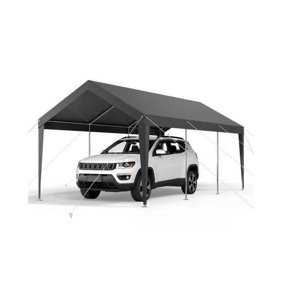 VEVOR Carport Car Canopy 10 x 20 FT Heavy Duty Portable Car Garage Shelter Tent Grey