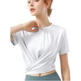 thumbnail image 2 of SHCKE Women's Tie Knot Tops Short Sleeve Sport Shirts Yoga Top Fitness Training Tops, 2 of 6
