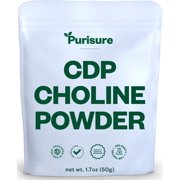 Purisure CDP Choline Powder, 50g | Brain Booster Supplement for Focus, Memory, Clarity, Energy | Improves Thinking Process, Emotional Well-Being | Reduces Mental Block & Fatigue | 200 Servings