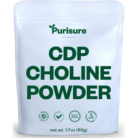 Purisure CDP Choline Powder, 50g | Brain Booster Supplement for Focus, Memory, Clarity, Energy | Improves Thinking Process, Emotional Well-Being | Reduces Mental Block & Fatigue | 200 Servings