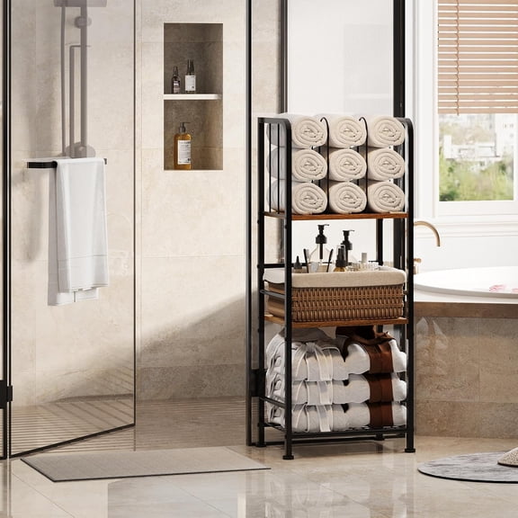 TT-Towel Rack Free Standing 3-Tier M-Shaped Detachable Dividers, Durable Metal Towel Holder for Bathroom, Pool Towel Rack, Space-Saving Towel Storage Organizer, Modern Bath Towel Shelf Patent Pending