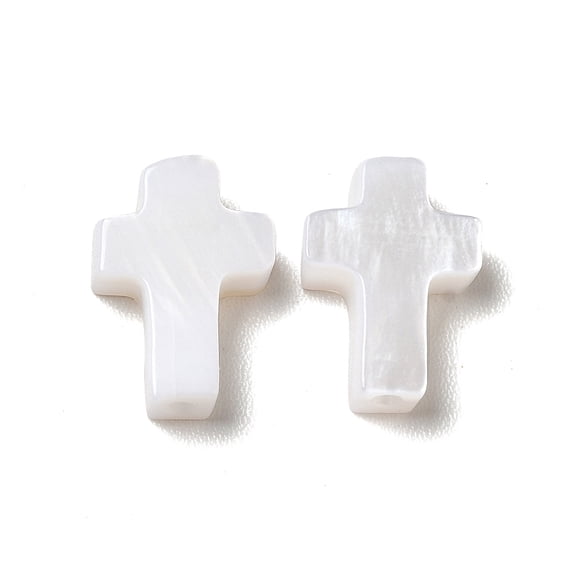 20 pc Natural Freshwater Shell Beads Religion Cross Seashell color 9.5x6.5x2mm Hole: 0.7mm