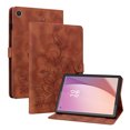 thumbnail image 2 of FJLBDE Case for Lenovo Tab M8 4th Gen 2024/2023 (TB-301FU, TB-300FU), Embossed Flower PU Leather Flip Wallet Folio Stand Cover, Brown, 2 of 7
