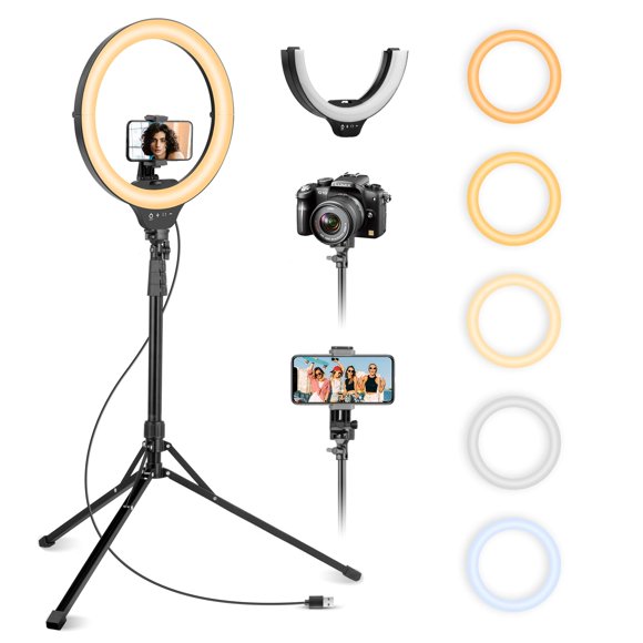 Aureday 14'' Selfie Ring Light with 62'' Tripod Stand and Phone Holder, Dimmable LED Phone Ringlight for Makeup/Video Recording/Photography, Circle Lighting for All Cell Phones&L