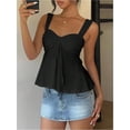 thumbnail image 3 of otnbgsr Women's Eyelet Embroidered Tank Top Y2K Tie Front Ruched Sleeveless Peplum Cami Going Out Fashion Top, 3 of 10