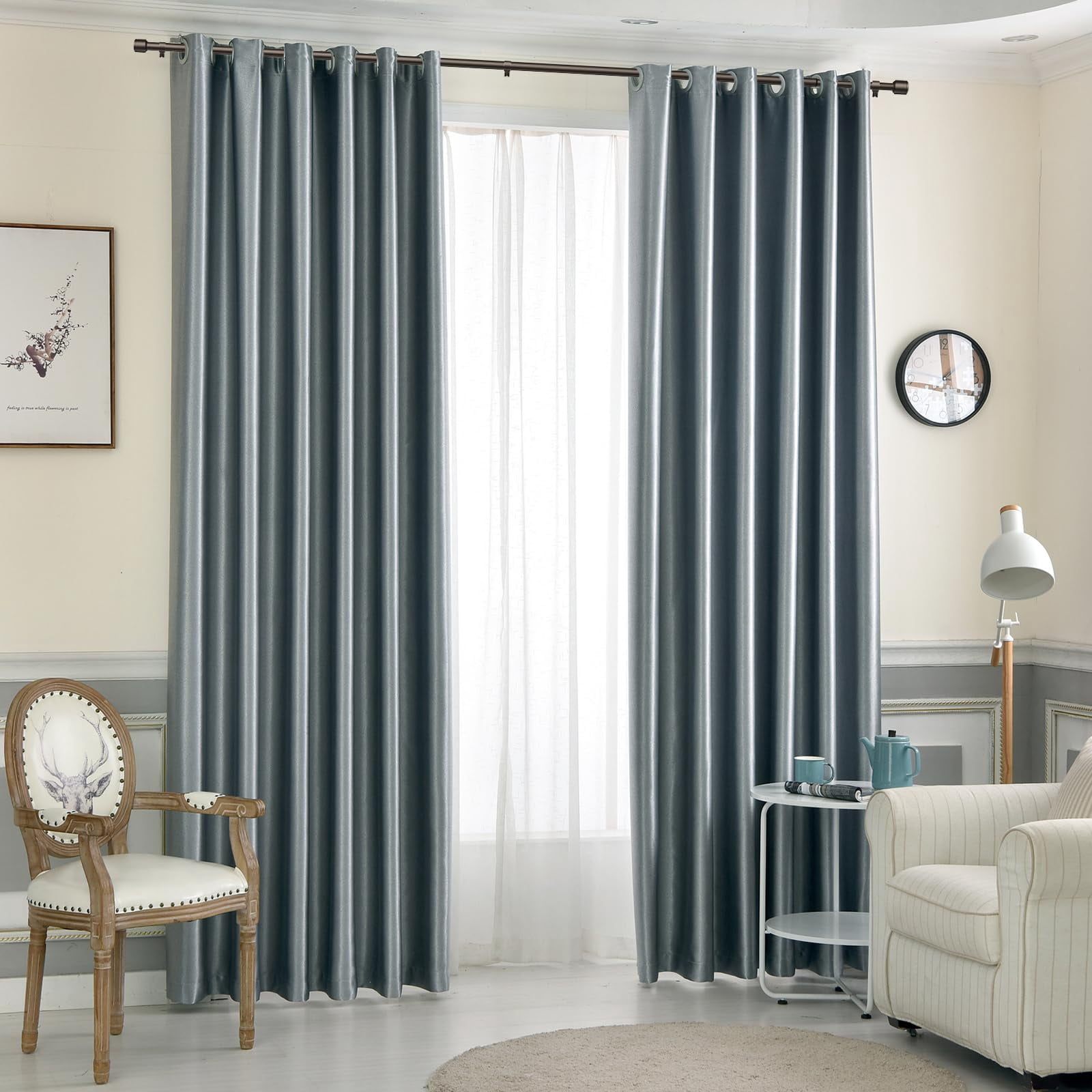 1" Diameter Bronze Curtain Rods For Windows  1 Pack 30-120 Inch Heavy Duty Window Long Adjustable Rod Fits Most Standard Suitable Bedroom Living Room Farmhouse