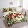 thumbnail image 3 of Feelyou Christmas Red Robin Twin Bedding Sets 7-Piece, Poinsettia Leaf Plant Bedding Comforter Set, Vintage Western Fashion Reversible Sheet Sets, Breathable Home Decor, 3 of 7