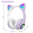 thumbnail image 5 of Rirool Cat Ear Bluetooth Headphones for Kids Girls - Wireless Headset w/Mic, 94dB Volume Limit, LED Lights, Foldable, for School/Travel Purple, 5 of 10