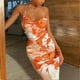 thumbnail image 1 of Women Dresses Summer Ladies Fashion Print Color Halter Round Neck Long Dress, 1 of 5