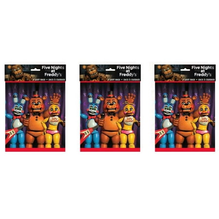 Santas Goodie Box - (5 Pack) Plastic Five Nights at Freddy's Goodie Bags, 9 x 7 in, 8ct
