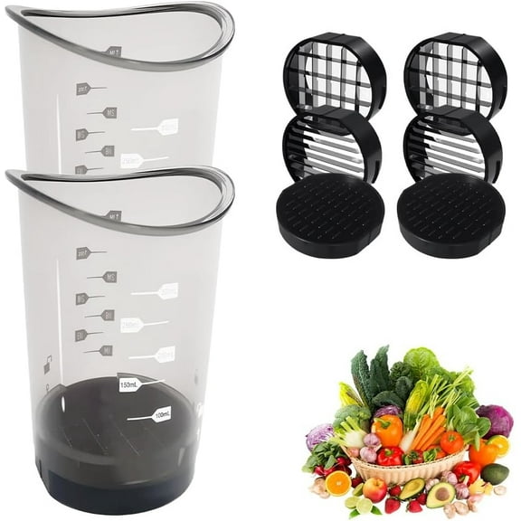 Cup Slicer, 2025 Upgraded Fruit Slicing Cup with Removable Blade & Push Plate Egg Grape Strawberry Cutter Kitchen Gadget 2PCS