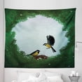 thumbnail image 1 of Birds Nest Tapestry, Eco Lover Themed Winter Fir Branches Wreath Circle Frame Animals, Fabric Wall Hanging Decor for Bedroom Living Room Dorm, 5 Sizes, Emerald Pale Cadet Blue, by Ambesonne, 1 of 1