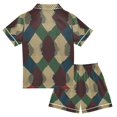 thumbnail image 2 of FORMRS Niños Short Sleeve Top and Pants Pajama Set Unisex Satin 2-Piece Sleepwear, Sizes 13-14Y, Green Tartan Pattern, 2 of 8