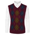 thumbnail image 1 of Unique Bargains Chandail Sans Manches à Col Argyle Décontracté pour Homme, Coupe Ajustée, Tricot, 1 of 6