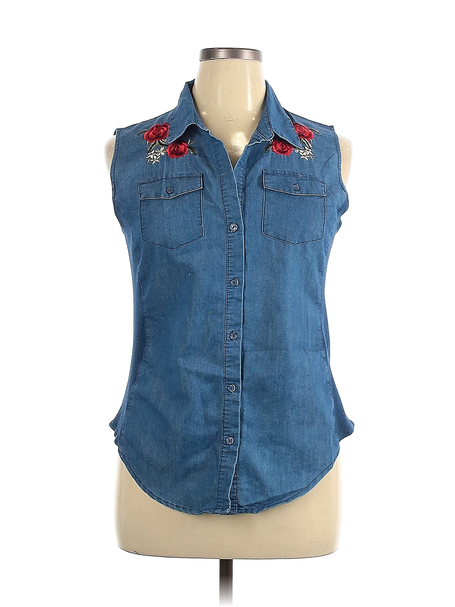 XL Sleeveless Button-Down Shirt 