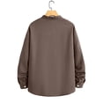 thumbnail image 6 of GUZOM Mens UPF 50+ Sun Protection Shirt 100% Cotton Lightweight Long Sleeve Stand Collar Casual Button Down Brown,Size M, 6 of 7
