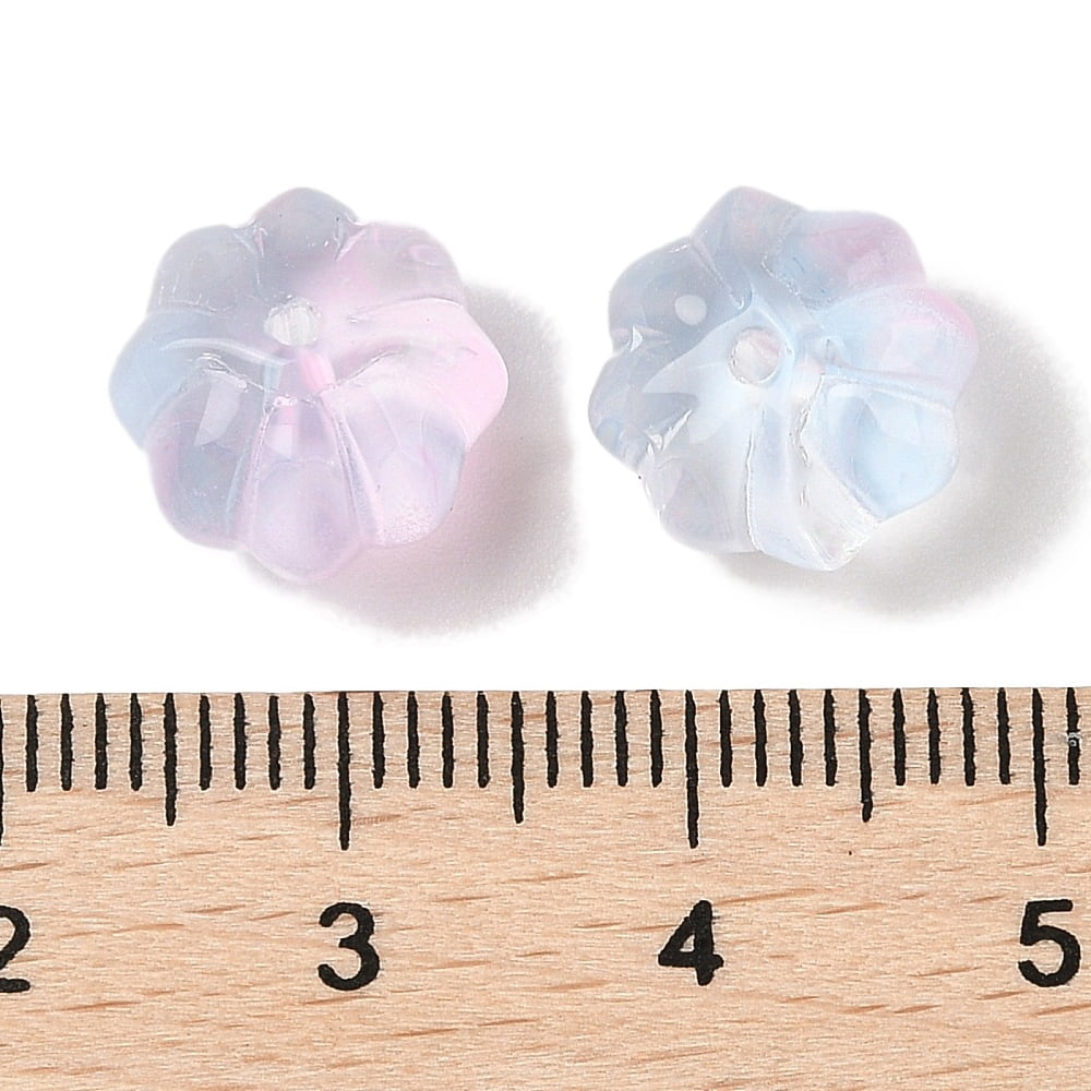 500pcs Transparent Spray Paint Glass Beads Flower Mixed color 11.5x8.5mm Hole: 1.2mm