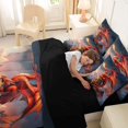 thumbnail image 4 of Feelyou Mountain Fire Red Dragon Bedding Comforter Set for Boys Girls Kids, Range Animal Queen Bedding Sets, Deep Red Orange Gold, Black Reversible, 7-Piece, 4 of 7