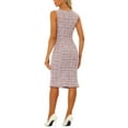 thumbnail image 3 of INSPIRE CHIC Women's Boat Neck Tweed Sleeveless Elegant Bodycon Dresses XS Pink, 3 of 6