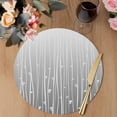 thumbnail image 3 of Gray Flower Round 13 Inch Placemats Set of 4, Geometric Stripe Gradient Branch Minimalist HeatResistant Non Slip Place Mats for Dining Table, Wipeable Braided Kitchen Table Mats for Housewarming, 3 of 9