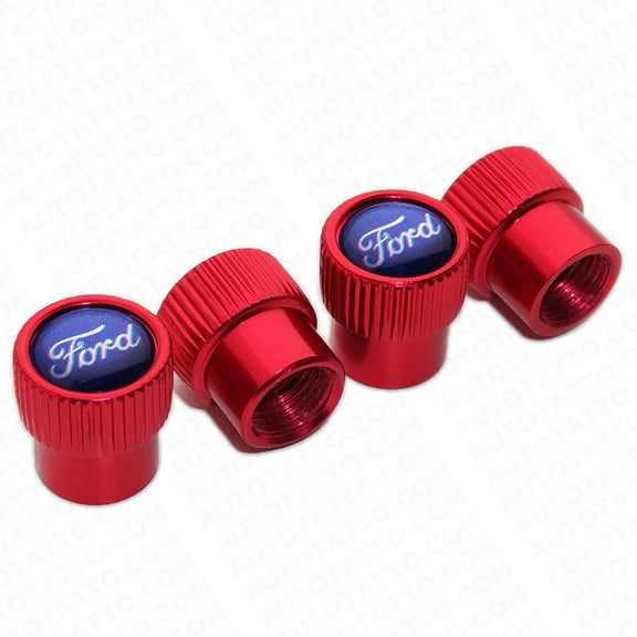4pcs Universal Fit Ford Car Wheels Tire Air Valve Caps Stem Dust Cover Red