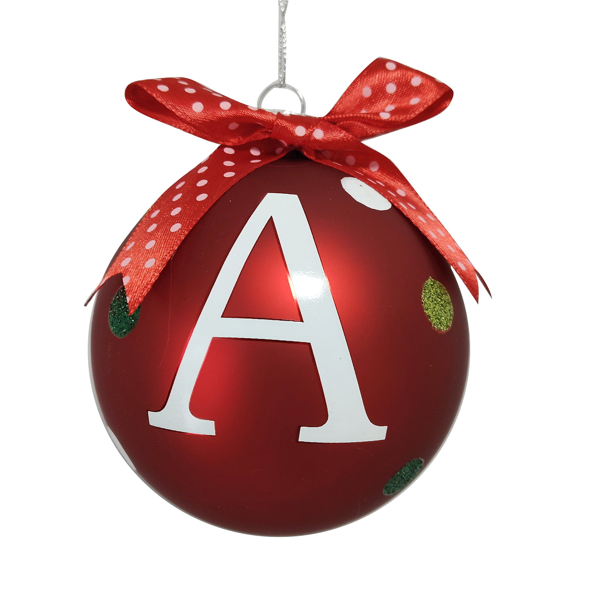 HOLIDAY TIME A RED LETTER GLASS ORNAMENT