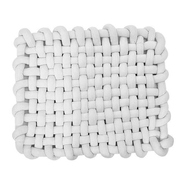 Manta de hilo de punto hecha a mano, manta de punto de cable, tapete grueso, suave y cálida decorativa Blanco