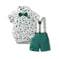 thumbnail image 4 of Mifsaly Baby Boys 2 Piece Gentleman Outfit Set Polka Dot Button Down Shirts and Shorts with Suspender Newborn formal Suit for Baptism Birthday Party Photo Shoot, 4 of 7