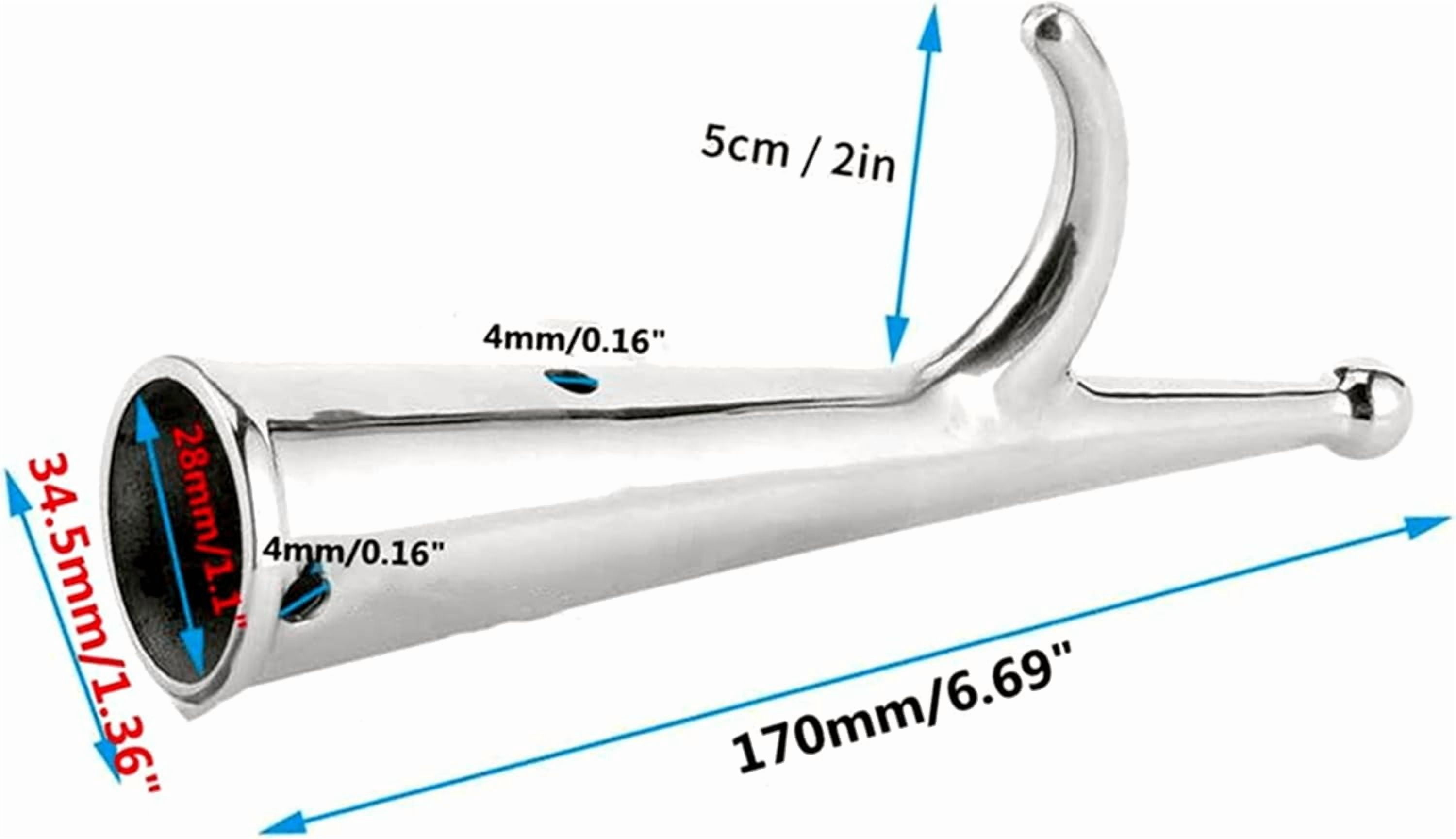 ABCISI Marine Grade 316 Stainless Steel Replacement Hook，Boat Hook Raft Boat Head End Kayak Watercraft Yacht Accessories Raft(28mm)