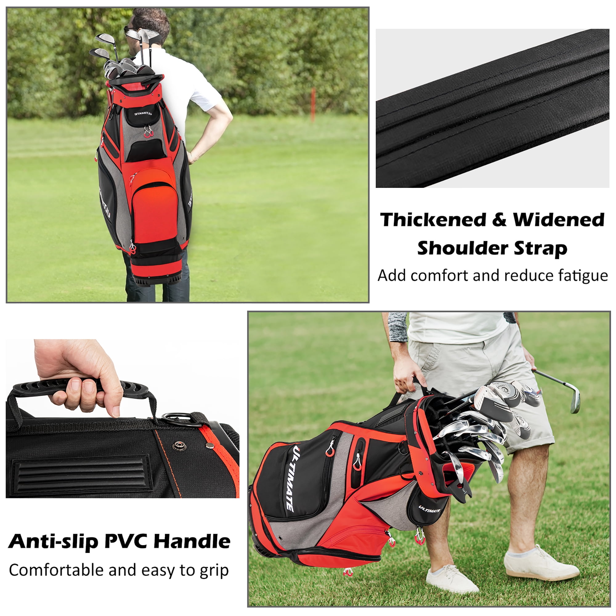 Costway 10.5'' Golf Stand Bag w/14 Way Dividers Rain Hood 7 Zippered Pockets