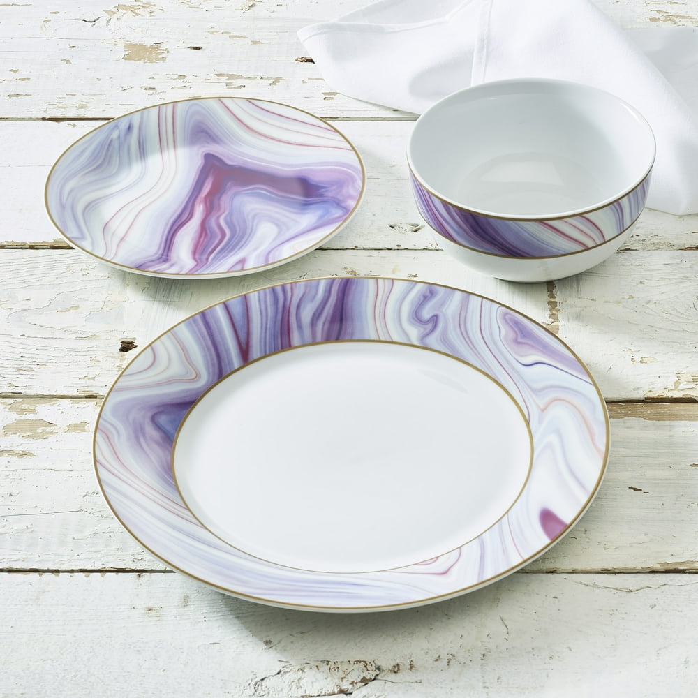 Purple Haze Collection 12Piece Porcelain Dinnerware Set, Walmart