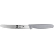 Serrated Round Tip Steak/Paring Knife, High Carbon Stainless Steel Blade, Grey Handle. By ICEL.