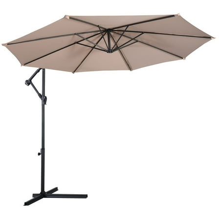 Costway 10 Hanging Umbrella Patio Sun Shade Offset Outdoor Market W Costway 10 Hanging Umbrella Patio Sun Shade Offset Outdoor Market W T Cross Base Beige