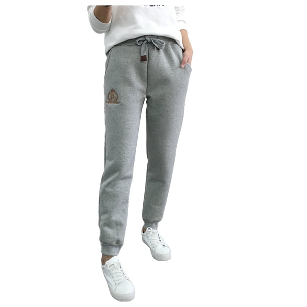 Gibobby Pantalones para el frío de mujer Pantalones de chándal informales para mujer(Gris,G)