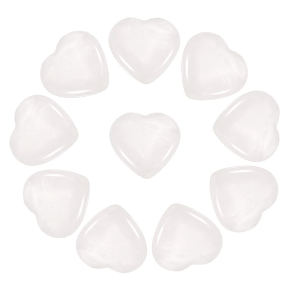 Uxcell 10Pcs Natural Heart Shaped Crystal Stone, 0.8" Polished Love Gemstone Crystal, Pocket Rock Engraved Worry Stones for Women Valentines Gift Meditation 0.2" Thick, Clear Quartz