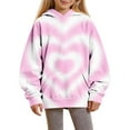 thumbnail image 5 of Kids Tie Dye Hoodies Sweatshirt Boys Girls Heart Print Hooded Pullover Shirt with Kangaroo Pocket Valentine's Day Hoodies, 5 of 6