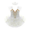 thumbnail image 3 of Aislor Kids Girls Sequins Shiny Skirted Leotard Tutu Skirted Princess Dress for Ballet Dance 3-14 White 3-4, 3 of 7