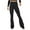 Black, variant on Women's Solid Low-Rise Flare Pants High Stretch Bell Bottom Trousers Brick Red L