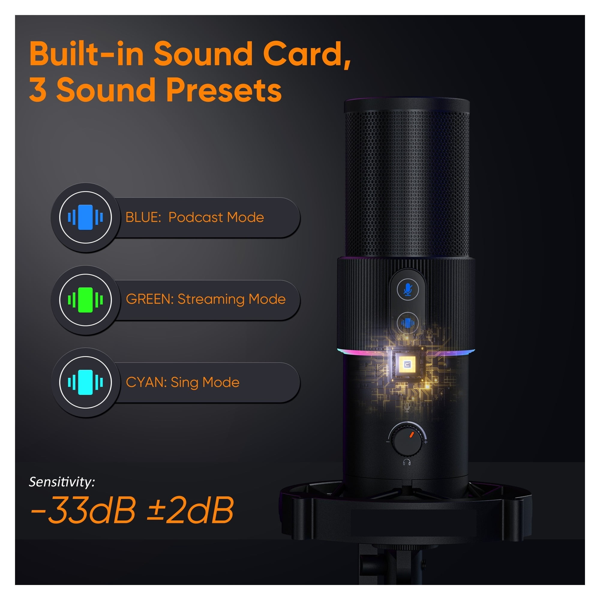STA-U2D USB Recording Microphone Computer Podcast Mic For PC/PS4/Mac,Four Pickup Patterns For Vocals,Gaming ,Clear Sound