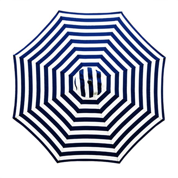Bibana 9ft Patio Umbrella Replacement Canopy Market Umbrella Top Outdoor Umbrella Canopy with 8 Ribs (Blue and White)