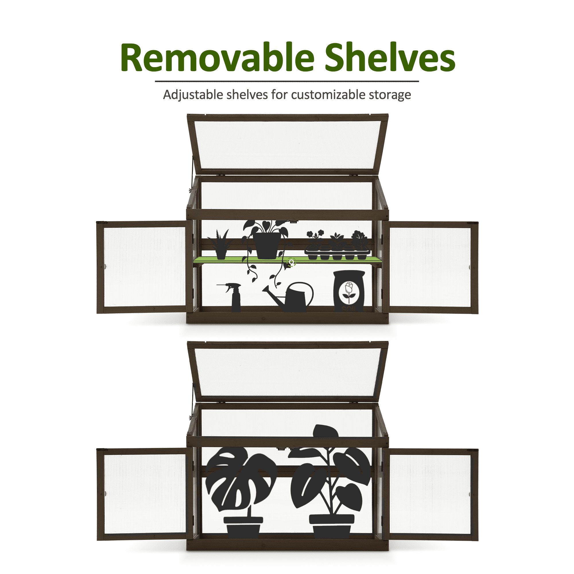 Mcombo 2-Tier Wooden Cold Frame Garden Greenhouse Raised Flower Planter Shelf Bed Protection 0160
