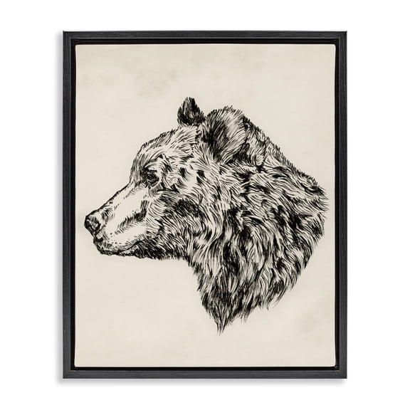 Stupell Industries Traditional Woodland Bear Drawing Black Floating Frame Canvas Art, 17 x 21, by Victoria Barnes
