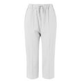 thumbnail image 3 of yunLCZ Pants for Women High Waisted High Waist Linen Capris For Women Drawstring Elastic Waist Harem Pant Basic Lightweight Linen Pant, 3 of 4