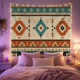 thumbnail image 2 of Diamond Medallions On Teal Terracotta Bands, Calming Boho Style for Boho Decor Lovers, Southwestern Wall Art, Housewarming Gift Tapestry Wall Hanging for Bedroom and Living Room, 2 of 7