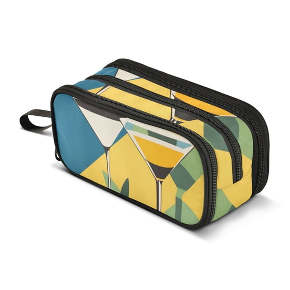 FORMRS Pencil Case with 3 Compartments Zipper Pouch, Elementary School Level and up, Yellow Glasses