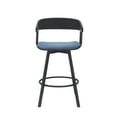 thumbnail image 2 of Armen Living Indoor Athena 27" Swivel Black Wood Counter Stool in Blue Fabric with Black Metal, 2 of 8